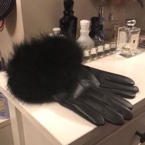 Fox and leather gloves size 7